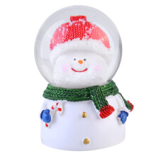 Snowman Snow Globe with Warm LED Lighting, Resin Christmas Decor for Bedside Table or Desk
