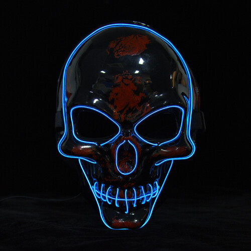 Μάσκα LED που λάμπει στο σκοτάδι για το Halloween, φωτιζόμενη μάσκα προσώπου με 2