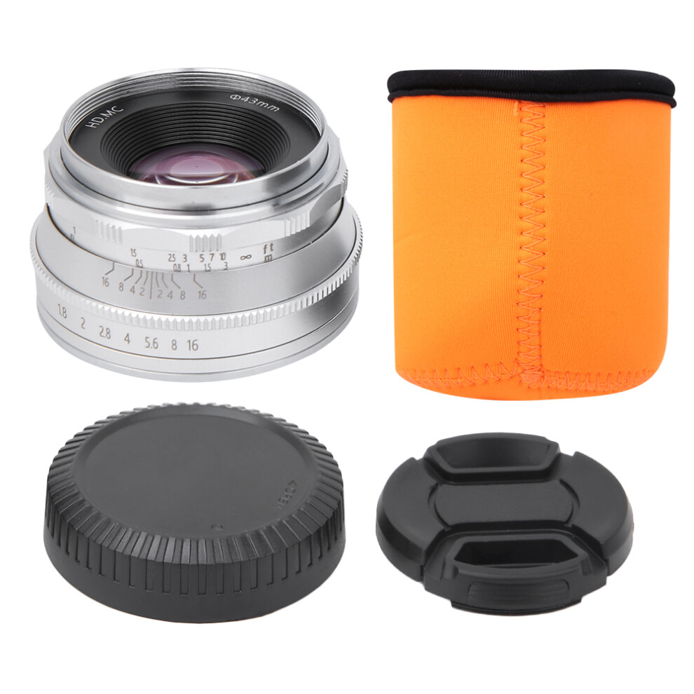 Fixed Aperture Lens For Olympus Mirrorless Cameras, Manual Focus Prime Lens F1.8 With Metal Construction And Close Up Shooting Capabilities - Silver 9482828204838