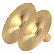 Finger Cymbals with Wooden Handle, Clear Metallic Tone Belly Dance Props for Kids and Adults