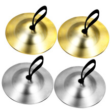 Brass Finger Cymbals for Belly Dancing with Clear Crisp Tone and Comfortable Strap, 2 Pairs Gold Silver