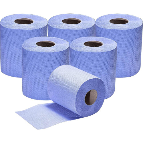 48 Pack 2 Ply Embossed Centre Feed Paper Wipe Rolls