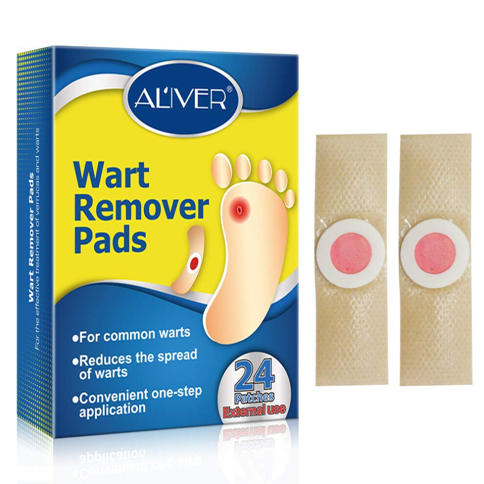 Gnapy Wart Removal Plasters, 24Pcs Wart Remover For Hands Feet Corn Removal Plaster With Hole, Remover Plantar Warts, Callus, Stops Wart Regrowth (A)