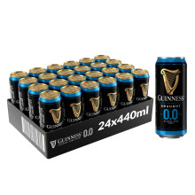Guinness Draught 0.0 Alcohol Free Stout | 0% vol | 24 x 440ml | Notes of Sweet Malt & Hop Bitterness | Dark Ruby Red Beer | Creamy Head | Hints of