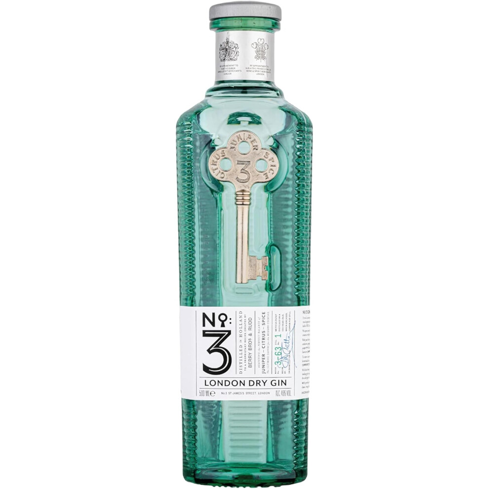 No.3 London Dry Gin, Voted Best In The World 4 Times, Great For Cocktails Including Martini, Cocktail Mixer For Negroni, Gin & Tonic & Tom Collins,