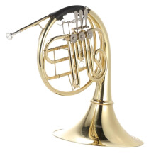 Bb Single French Horn 12 Inch Bell Brass Gold Lacquer with Case, Strong Sound and Smooth Valves