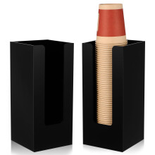 2pcs Acrylic Paper Cup Dispenser for Countertop, Single Slot Coffee Station Cup Organizer Black