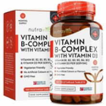 Vitamin B Complex B1B2B3B5B6B12 Biotin VIT D3 365 Tablets Nutravita