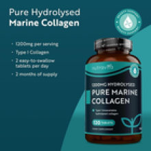 Pure Marine Collagen Hydrolysed 120 Tablets Skin Hair Nails Bones Joints