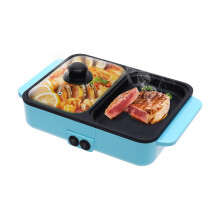 2 in 1 Electric BBQ Hot Pot Grill Combo with Dual Temperature Control for Indoor Outdoor Cooking