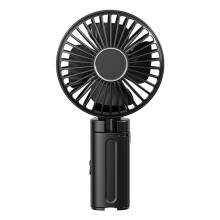 Portable Handheld Fan USB Rechargeable Foldable ClipOn Low Noise 3 Speed for Office Travel Black