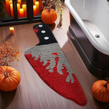 Halloween Bath Rug Bloody Knife Design Non Slip Horror Bathroom Mat Soft Plush Spooky Decor 2pcs
