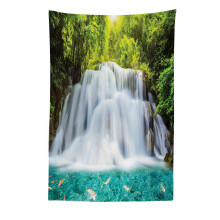 Waterfall Wall Tapestry with Vivid Color Print, Large Turquoise White Nature Scenery for Bedroom