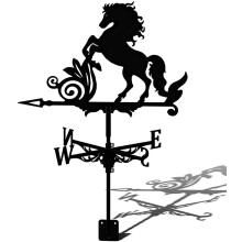 Stainless Steel Horse Weathervane with Roof Mount for Outdoor Garden, Farmyard Decoration Gift