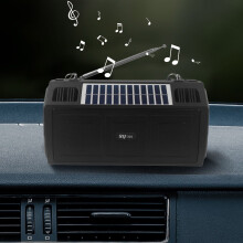 Solarbetriebenes Soundsystem mit FM-Radio, Taschenlampe und Beleuchtung – jetzt zum Schulanfang! Kompatibel mit Auto, Outdoor, Zuhause und Desktop.