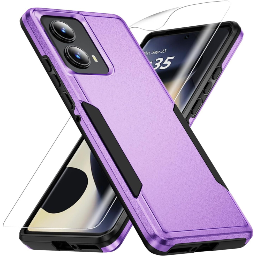 For Motorola Edge 2024 Case With Hd Screen Protector [Military Grade] Heavy-Duty Rugged Shockproof Case, Purple 9395123809816