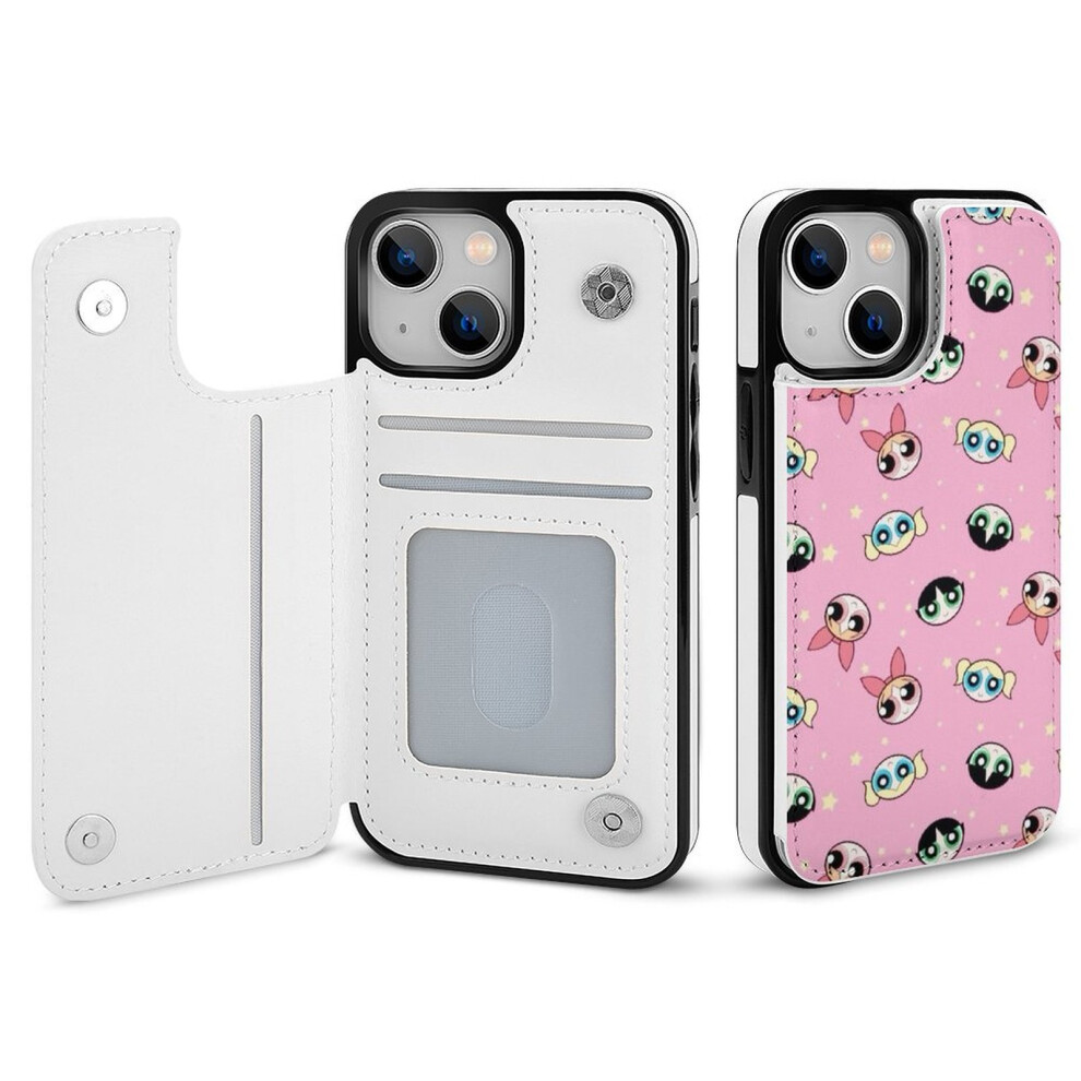 Powerpuff Girls Compatible Iphone 14 Wallet Case With Card Holder, Flip Folio Leather Case With Stand, Magnetic Clasp & Shockproof Cover For Women & 9395123809724