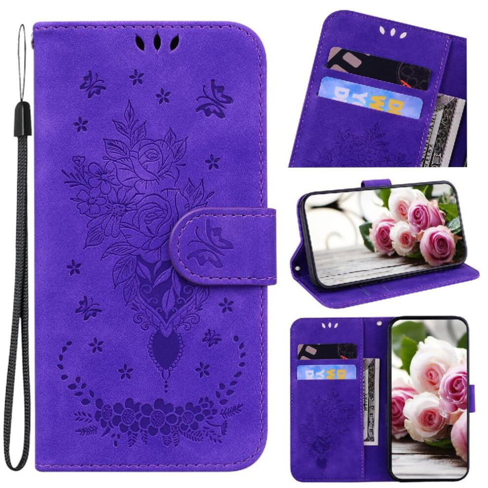 Case For Google Pixel 7A Wallet Case Card Slots Emboss Rose Flowers Kickstand Flip Pu Leather Cover 9395123809922
