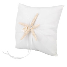 Nikou Wedding Ring Pillow Elegant Ivory Ring Bearer Pillow White Wedding Ring Holder Pillow with Starfish(20 * 20CM)