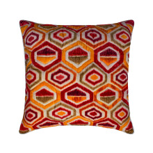 HomeCentric Rode Oranje Kussenhoezen Set van 2, 18"x18", Fluweel Ikat Abstracte Sierkussens voor Bankdecoratie, Compatibel met Surya