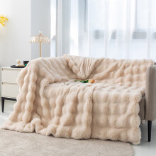 Bubbles Super Soft Faux Fur Throw Blanket, Cozy Thick Plush for Couch Sofa Bed - Brown 27.6"x39.4"