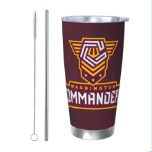 Commanders Football Team Design 20oz Edelstahl-Thermosbecher mit Deckel und Strohhalm, kompatibel mit Autobechern, für heiße und kalte Getränke