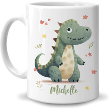Hyturtle Personalized Reindeer Coffee Mug - 11oz White Ceramic Tea Mug, Cute Animal Gift for Kids, Christmas Birthday Present