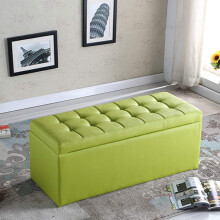 Large Rectangular Storage Ottoman Bench with Hidden Compartment and Padded Seat, Light Green 80x40x40cm