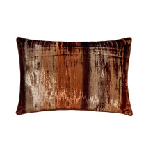 Funda de almohada lumbar marrón de 30 x 55 cm (12" x 22"), almohada rectangular de terciopelo arrugado, estampado degradado de estilo moderno -