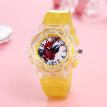 Movie Spider-Man Watches For Boys Leather Quartz Children Wristwatch School Student Watch H3T0 Yellow One size