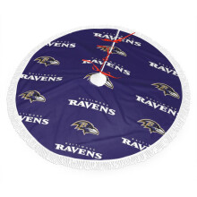 Sciorta Crann Plush Imeall Nollag Ravens, comhoiriúnach le maisiúcháin NFL, 30" 36" 48", dathanna geala, suiteáil éasca, bronntanas foirfe do