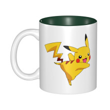 Pokemon Ceramic Mug 11 Oz, Cute Coffee Cup for Men & Women, Dark Green, Compatible with Christmas Holiday, Home Office Decor