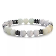 RSAMD Handgemaakte kralenarmbanden van natuursteen, agaatarmband en bangle voor dames en heren - wit
