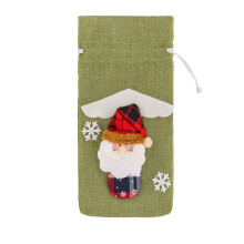 1 Stück Weihnachtsweintasche – Stofftasche mit Kordelzug – Wiederverwendbare Flaschentasche für Weihnachten – Weihnachtsdekoration