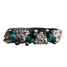 Strass ring voor dames, gladde legering, imitatie groene edelsteen, vingerring, sieraad.