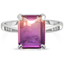 Genuine Ametrine Emerald Cut Sterling Silver Ring 4.00 CTTW Size 6 7 8 9