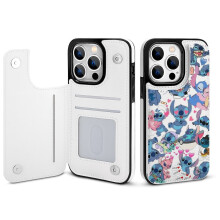 Cás Sparán iPhone14Pro atá Comhoiriúnach le Stitch agus Sealbhóir Cárta, Cás Folio Leathair PU le Seasamh, Dúbailte Dúbailte Maighnéadach,