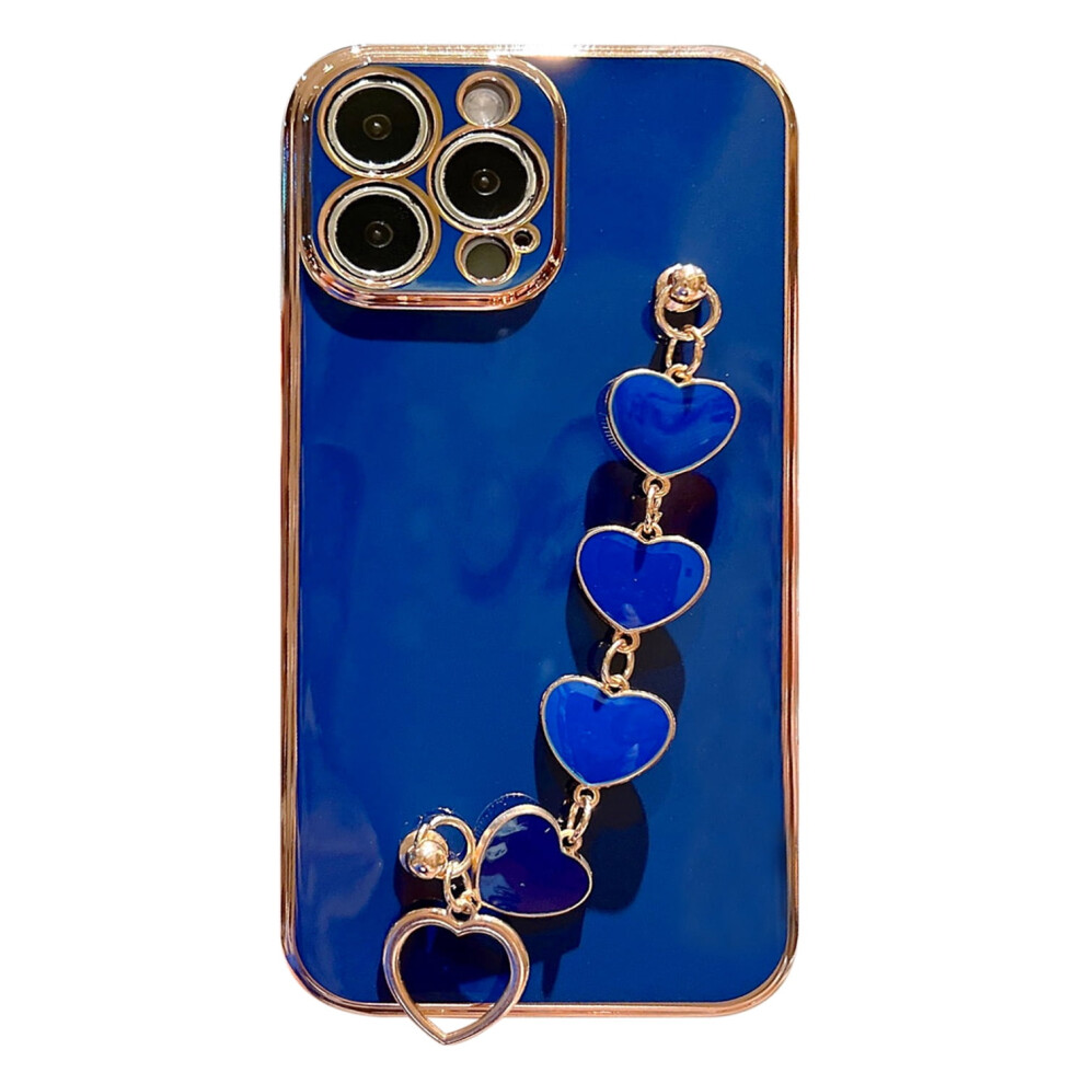 Luxury Cover Compatible With Iphone 14 Case With Love Heart Chain Soft Shiny Tpu Silicone Case Light 9395123025872