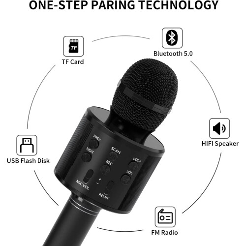 Ασύρματο μικρόφωνο καραόκε Bluetooth, φορητό παιχνίδι χειρός για παιδιά και ενήλικες, 1
