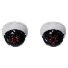 2X Indoor CCTV Fake Dummy Dome Security Camera with IR LEDs White