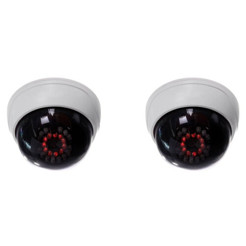 2X Indoor CCTV Fake Dummy Dome Security Camera with IR LEDs White