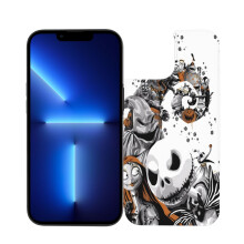 Cás The Nightmare Before Christmas atá comhoiriúnach le iPhone13Phone, Clúdach Smeach Leathair Maighnéadach le haghaidh Ceamara Dúbailte