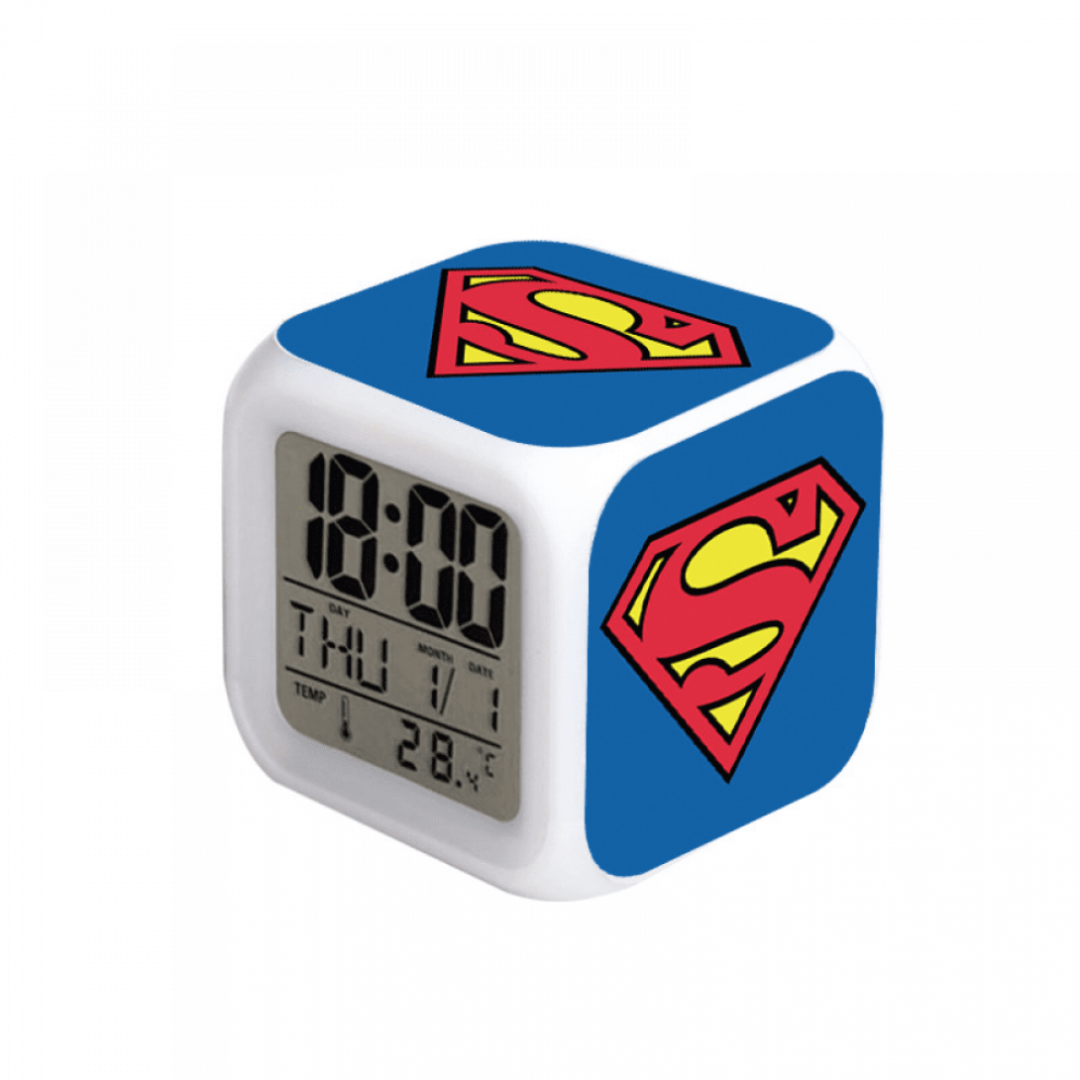Hanntaoo Digital Alarm Clock For Kids, Marvel Superheroes Led Clock With Thermometer, Night Color Changing, Gift For Boys Girls Light