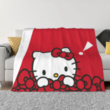 Hello Kitty -peitto, flanelli-fleece-heittopeitto, erittäin pehmeä, kodikas ja lämmin muhkea vuodevaate sohvalle, olohuoneeseen, makuuhuoneeseen -