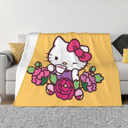 Hello Kitty Κουβέρτα από Φανέλα Fleece Ρίχνει Κουβέρτες Super Soft Cozy Hot Warm Pluhur
