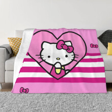 Hello Kitty -peitto, flanelli-fleece-heittopeitto, erittäin pehmeä, kodikas ja lämmin muhkea vuodevaate sohvalle, olohuoneeseen, makuuhuoneeseen -