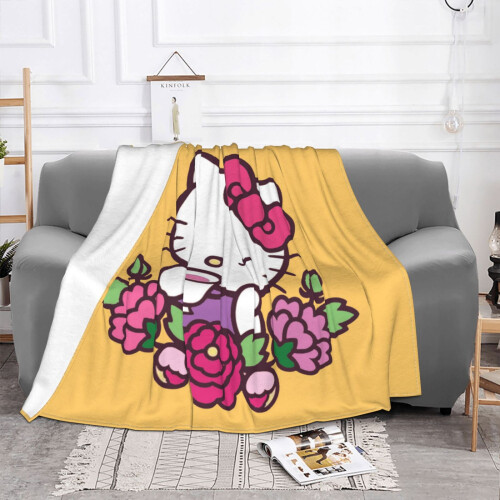 Hello Kitty Κουβέρτα από Φανέλα Fleece Ρίχνει Κουβέρτες Super Soft Cozy Hot Warm Pluhur 1