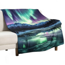 Wunderschöne Nordlicht-Decke (Aurora Borealis) aus superweichem Flanell-Mikrofaserstoff, 127 x 152 cm, flauschig und warm für Couch, Bett und Sofa