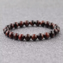 Pulsera RSAMD de piedra ojo de tigre rojo natural para hombre y mujer, 6/8/10 mm, cuentas 5A, pulseras redondas - 1 ojo de tigre rojo - cuentas de 6