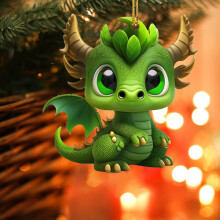 WinysinCreative Kerst schattige groene dinosaurus hanger kerstboom auto achteruitkijkspiegel huisdecoratie